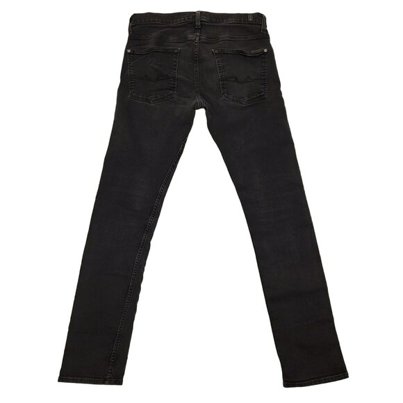 7 For All Mankind Paxton Black Skinny Jeans Men's 33 - Picture 2 of 13